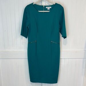 Liz Claiborne green Midi Dress with Zipper Details size 10.